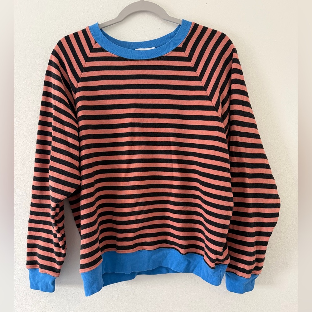 Daydreamer Pink and Black Striped Sweatshirt with Blue Trim - Picture 8 of 11